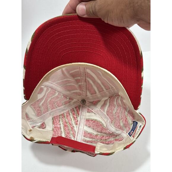 Vtg 90s‎ Zubaz San Francisco 49ers Tiger Print NFL Snapback Hat Cap Made in USA - Picture 6 of 7